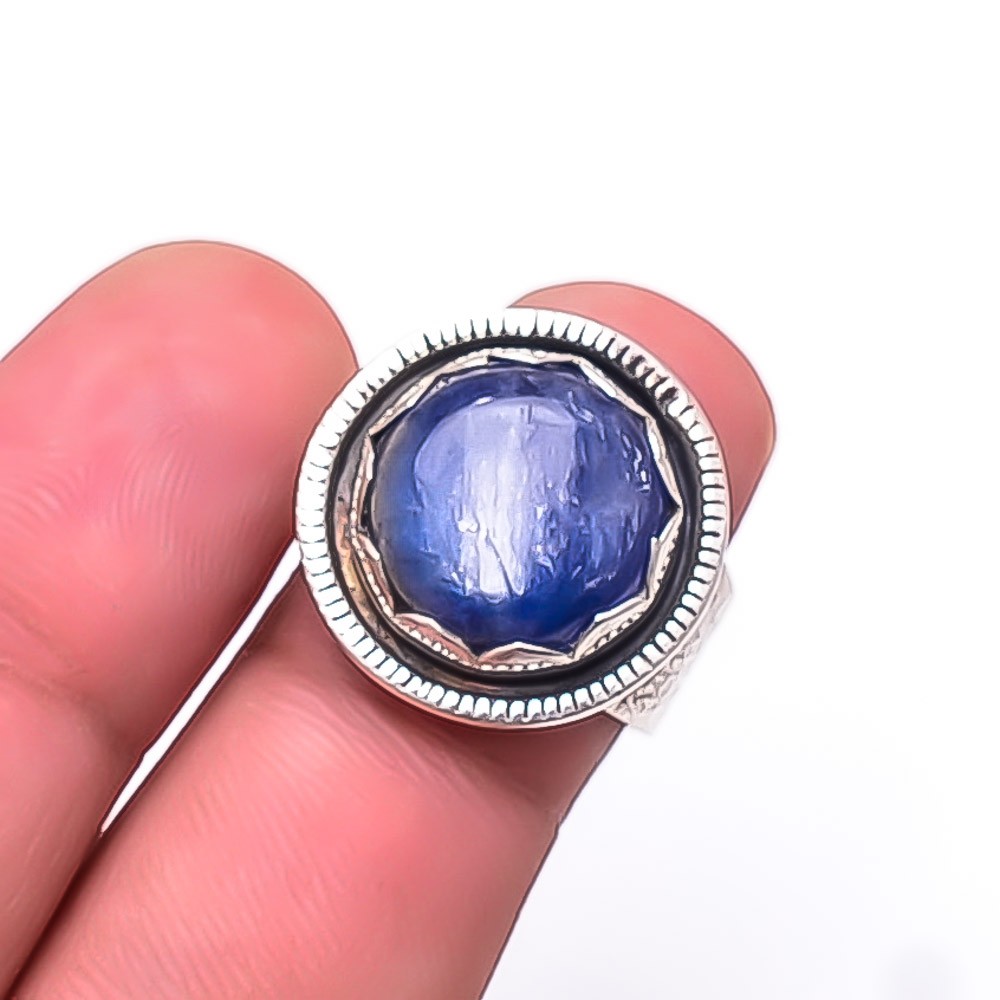Kyanite -Nepal Oxidised 925 Sterling Silver Ring s.6 R45, Christmas Gift
