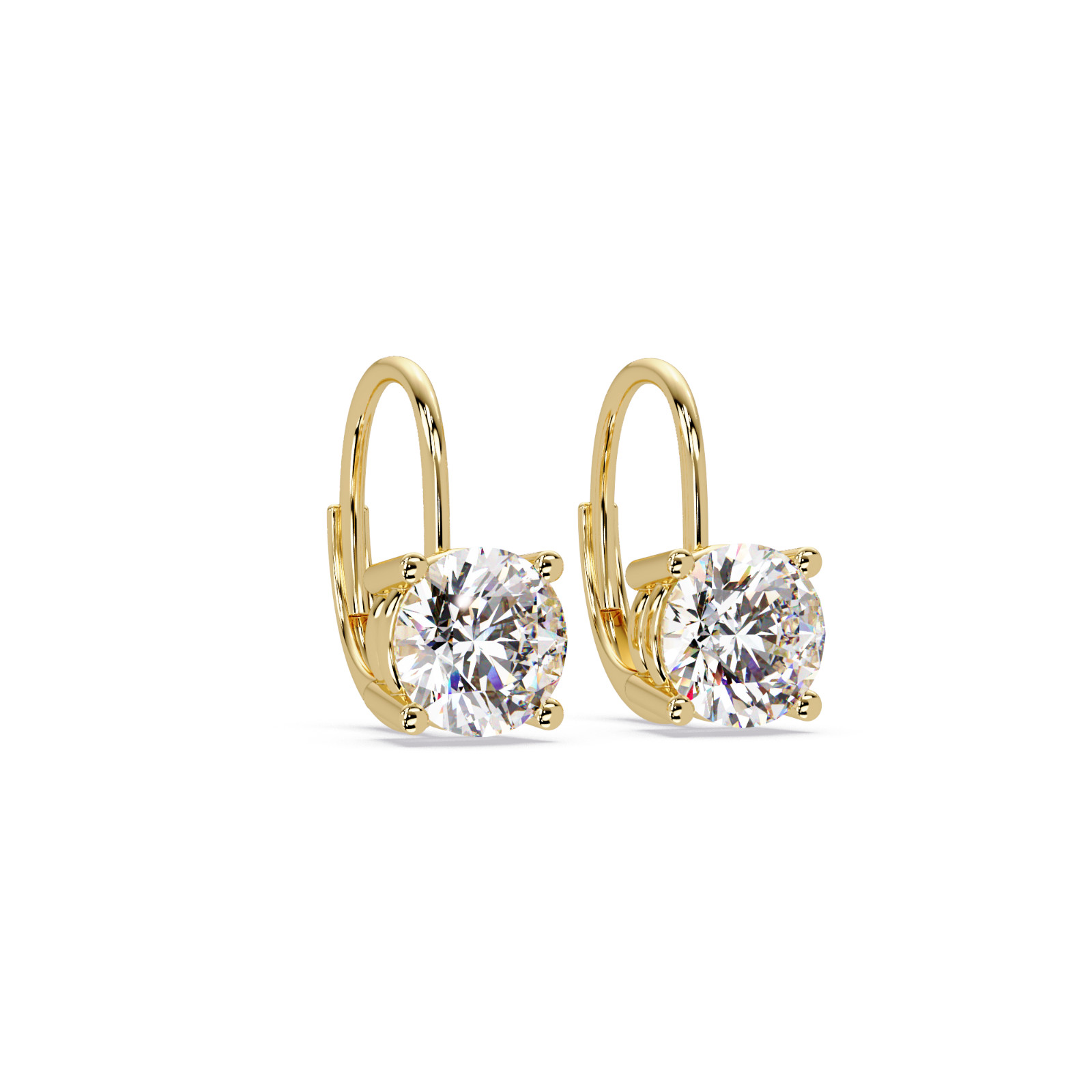 1.00 CTW Round Lab Grown Diamond Lever Back Earrings VVS2 925 Sterling Silver
