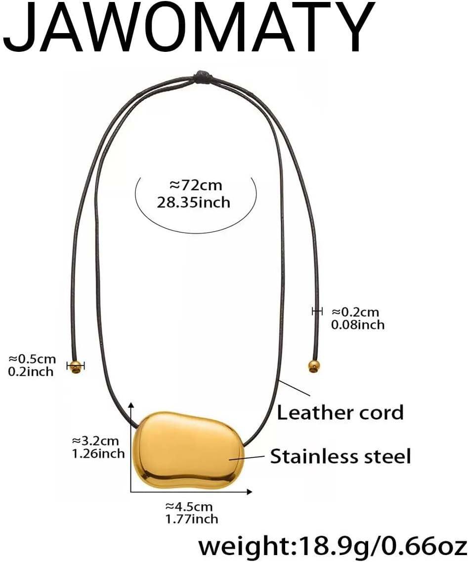 Gold Bean Pendant Necklace for Women, 316L Stainless Steel Bean Necklace on Leat
