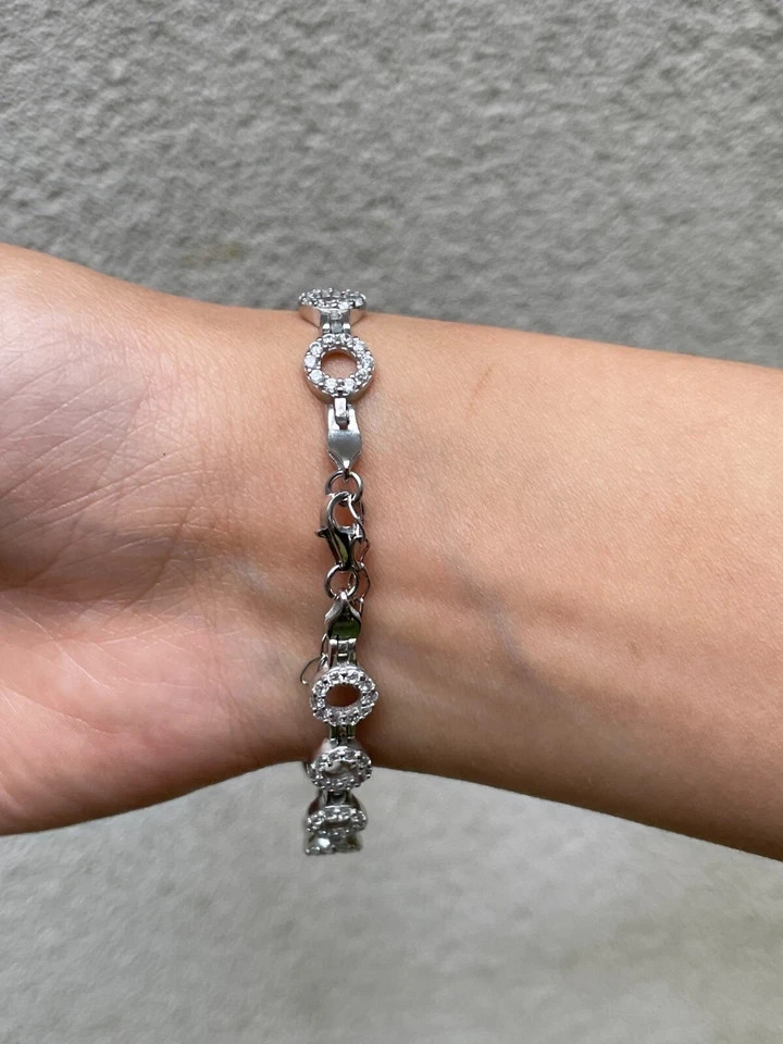 5ct Round Simulated Diamond Stunning Tennis Unisex Bracelet 14kWhite Gold Plated