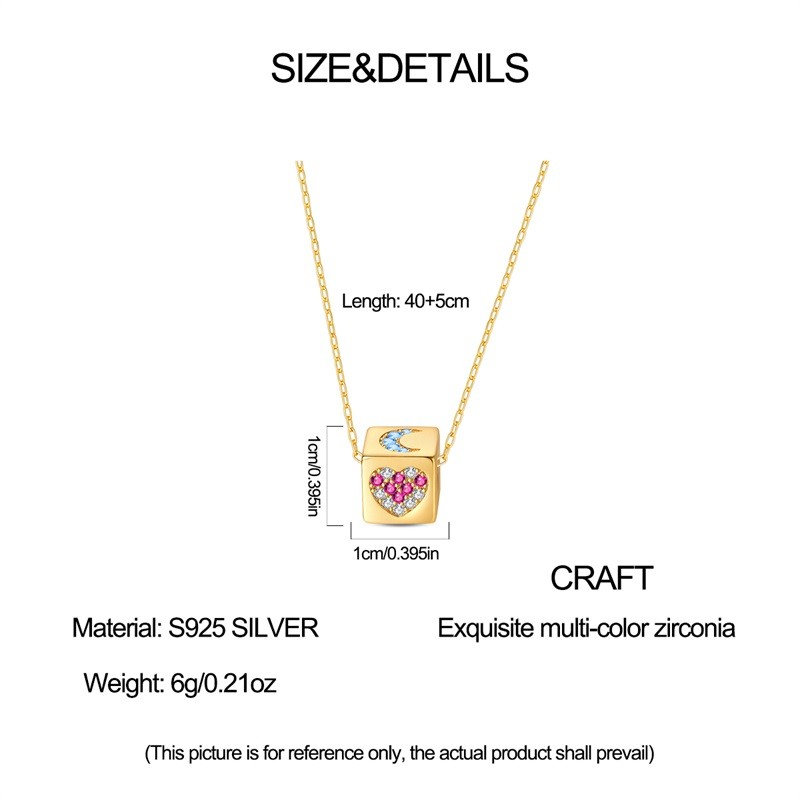 PANDACH 14K Gold Plated 3D Dice Pendant Necklace For Women Lucky Jewelry Gifts