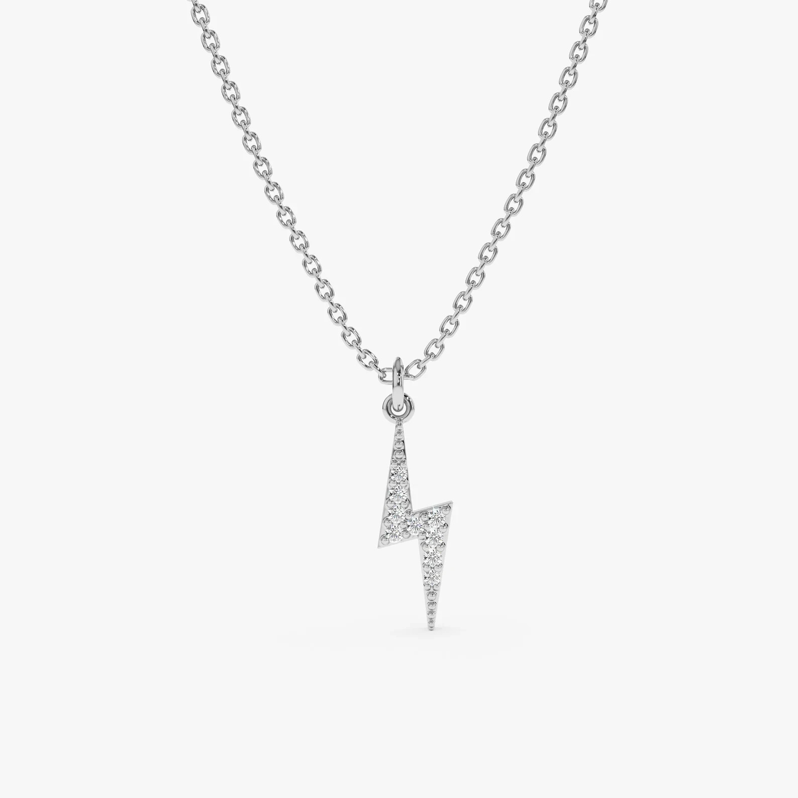 Lab Grown 1.00 Ct Round EF VS Diamond Lightning Bolt Necklace in 14K Solid Gold