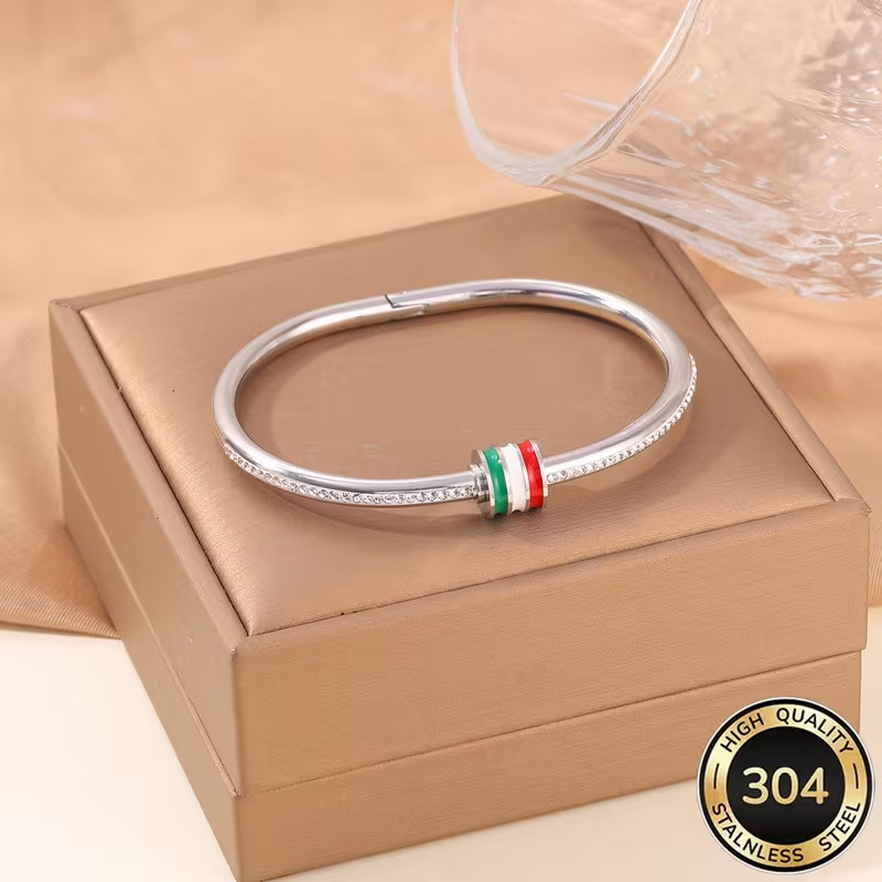 304 stainless steel Italian style contrasting bracelet