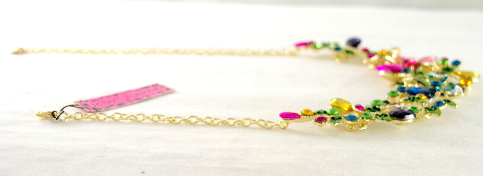 BETSEY JOHNSON MULTICOLOR CRYSTAL FLORAL NECKLACE FLOWER DROP DANGLE EARINGS SET