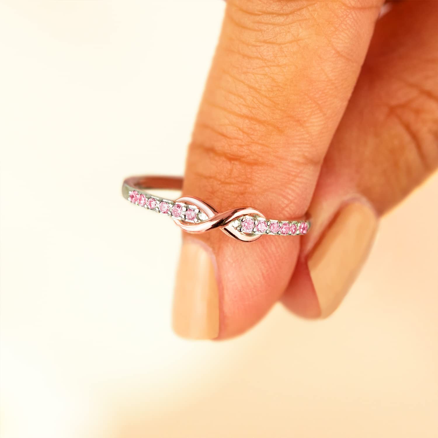 Rose Gold Plated Rings for , Infinity Ring, Pink Promise Rings for Her, Fashi…