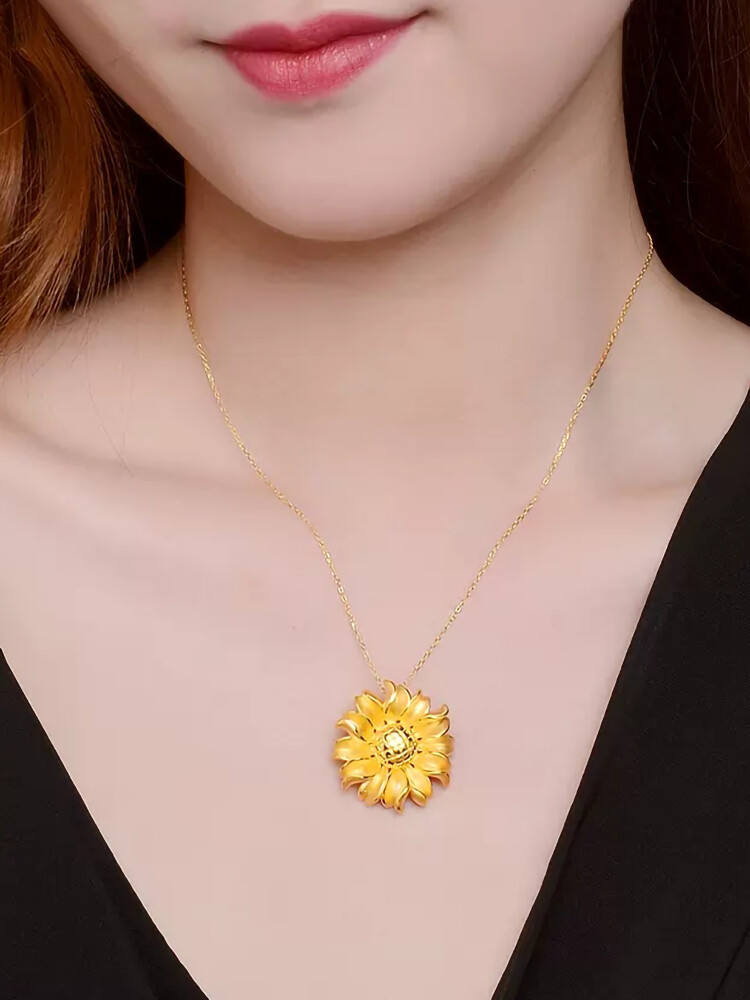 Sunflower necklace 22K 23K 24K THAI BAHT YELLOW GOLD GP Necklace