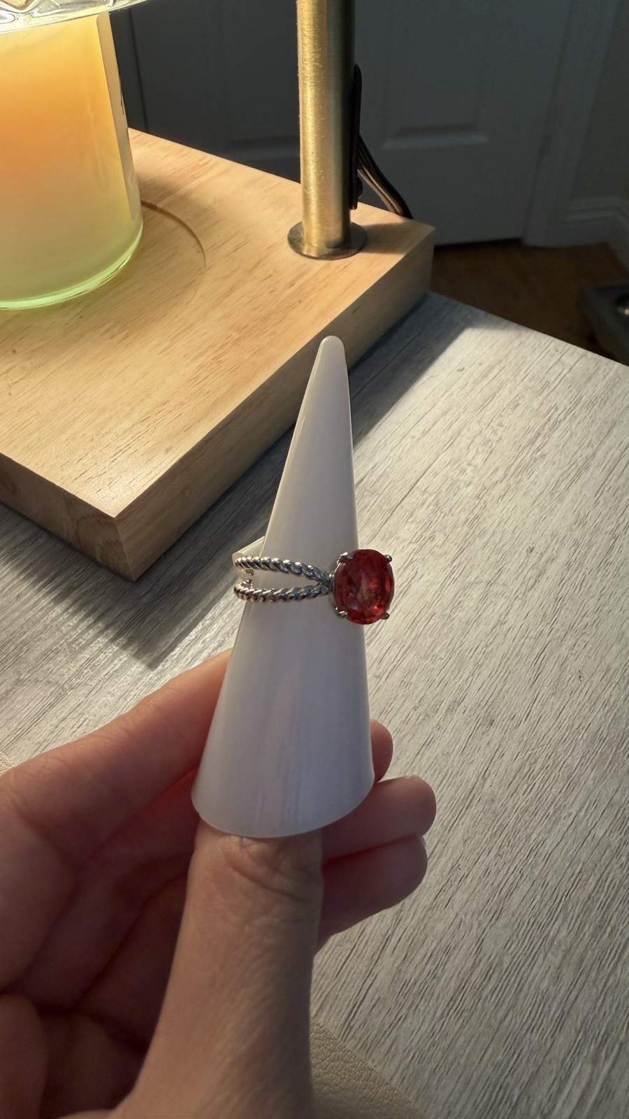 Ring Bomb Party RBP2307 Rhodium Plated Lab Pink Tourmaline Ring 7