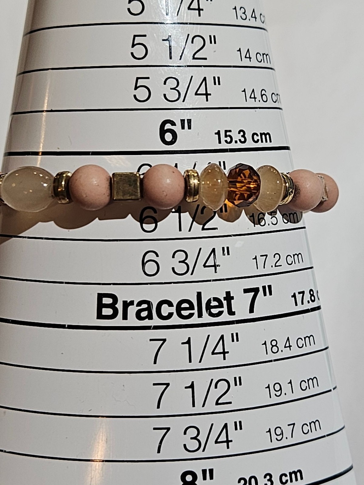 Mixed Materials Beaded Stretchy Bracelet 6.25 inches Unstretched