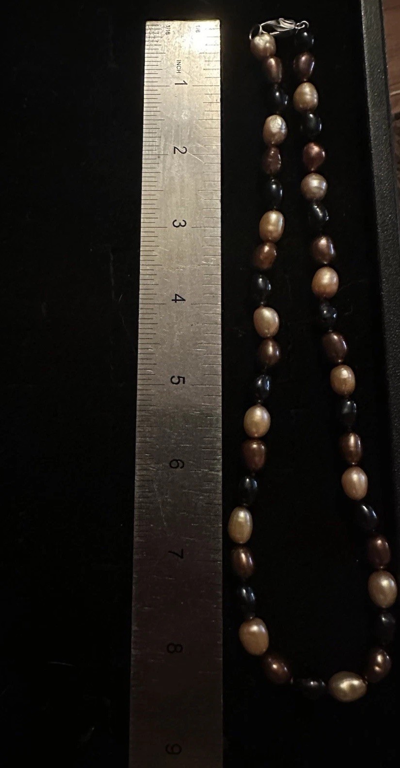 Honora Cultured Pearl Jet Leopard Necklace Brown Black 17 In Sterling Clasp