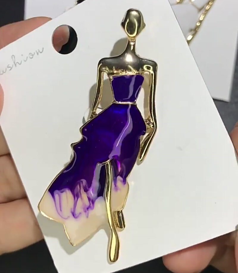 Beauty Lady Brooch Figure natural seashell Fashion Women Men Pins Jewelry Gift