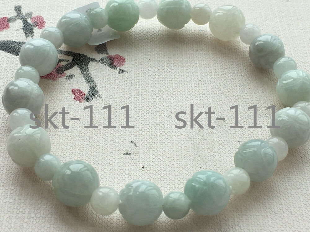 Certified natural A grade jade 6-10mm carving elastic lotus bracelet AAA++