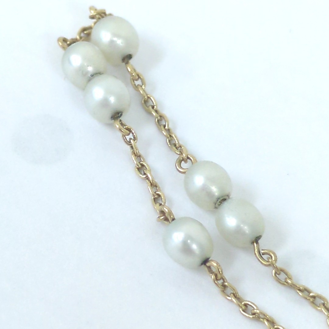 TASAKI Japanese Pearl 3.9mm K18 Yellow Gold Bracelet Approx. 2g Light Grey