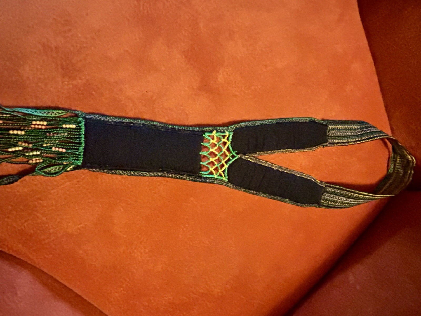 Anthropologie Long Beaded And Fabric Statement Necklace