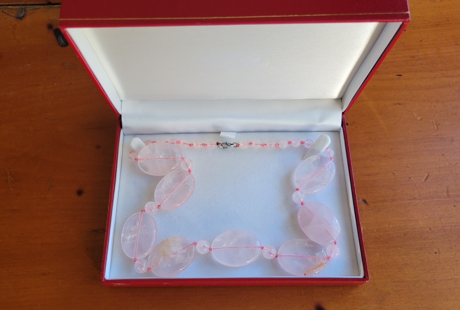 Rose Quartz Beaded Boho Fairy Cottagecore Vintage Necklace with Jewelry Box