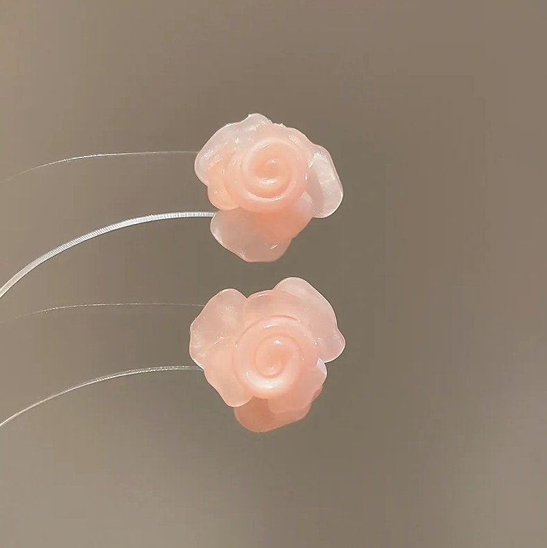 1pair Acrylic Camellia Flower Stud Earrings Women Party Jewelry – NEW