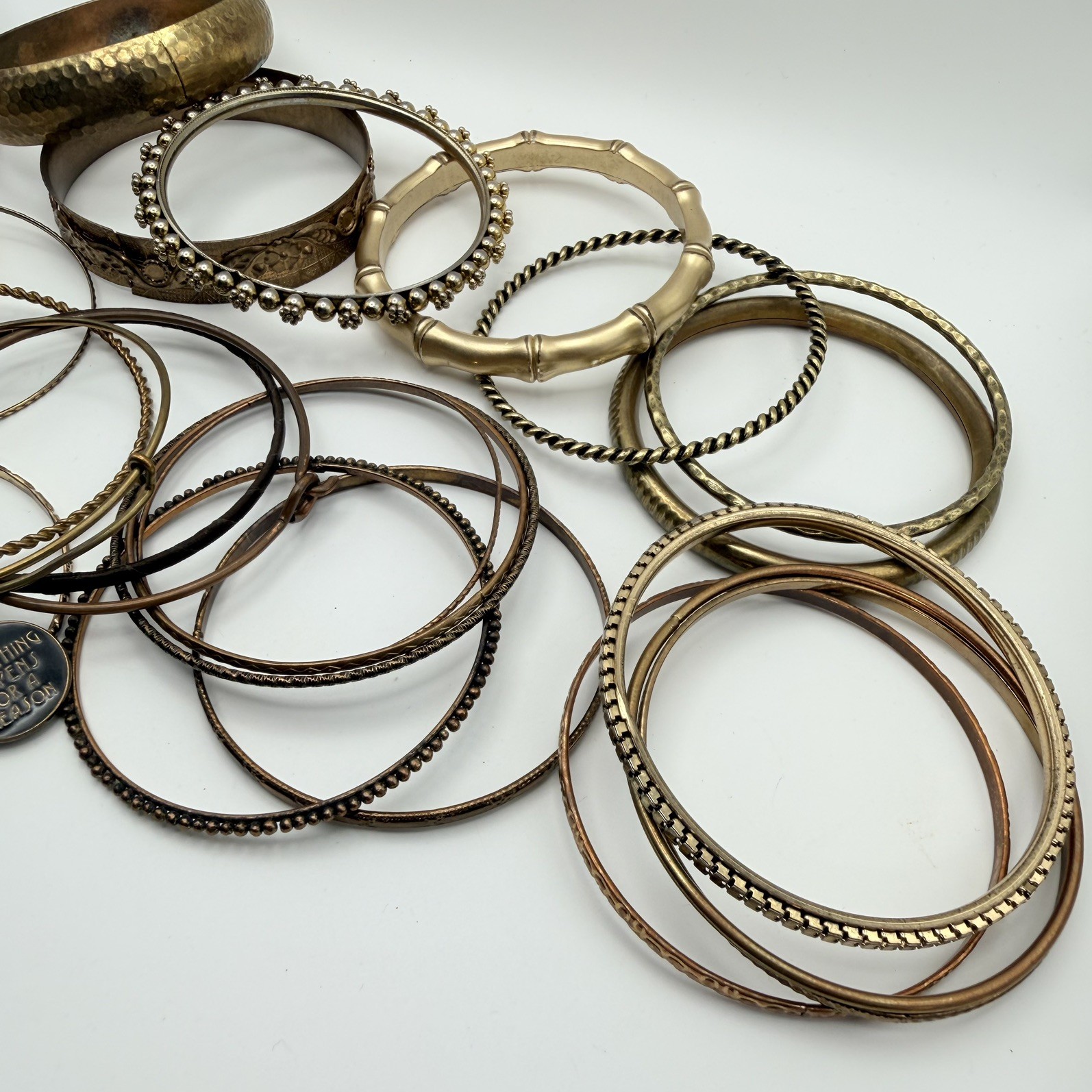 Lot Of Gold Bronze Tone Bangles Bracelets & Cuffs Mixed Wearable Craft Resale