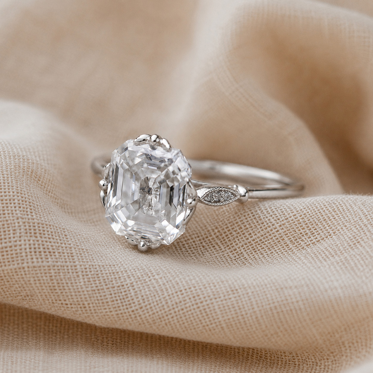 925 Sterling Silver Emerald Cut White CZ Solitaire Engagement Four Prong RIng