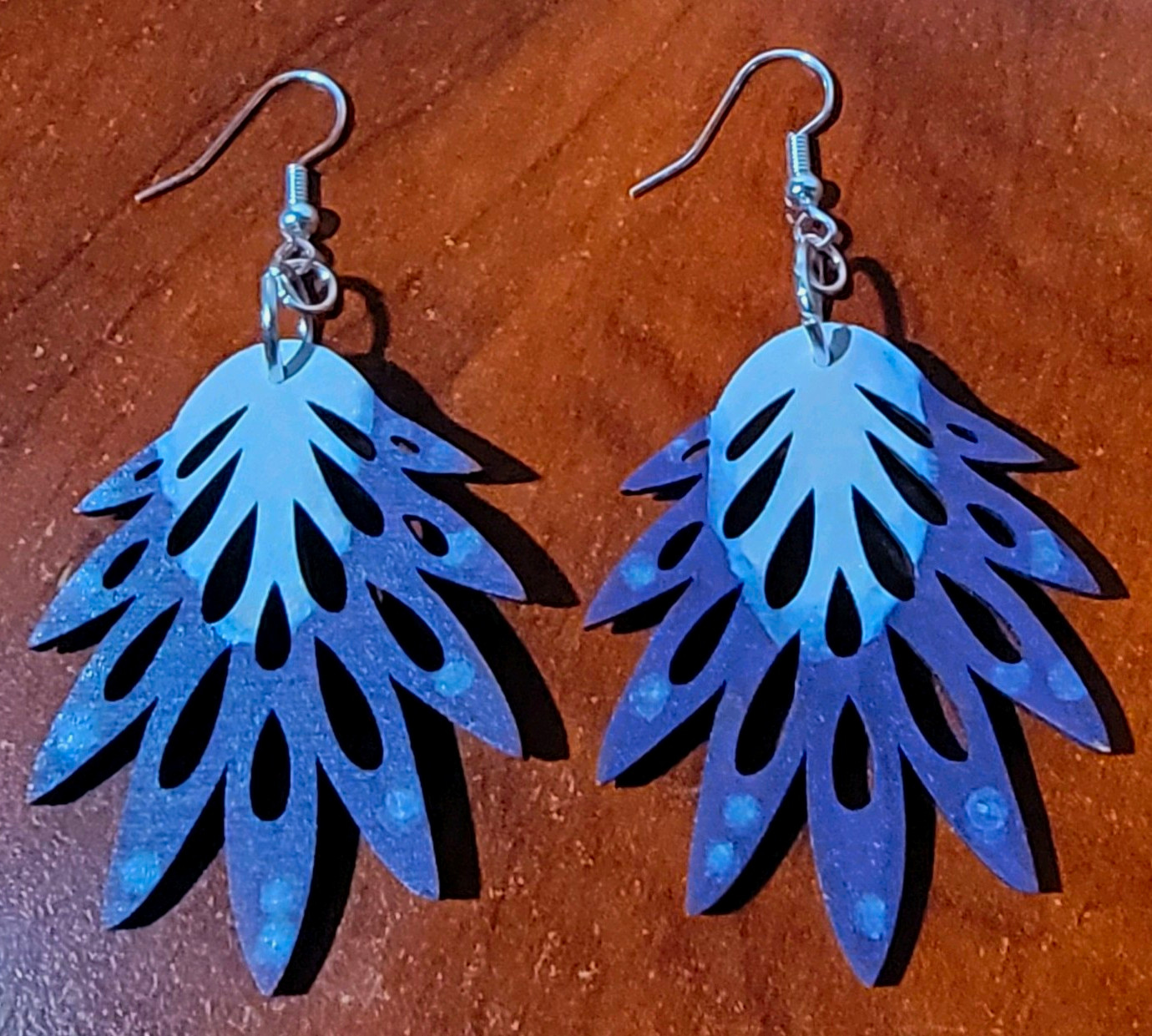 Purple Acrylic Leaf Nature Dangle/Drop Hook Earrings, No Stone