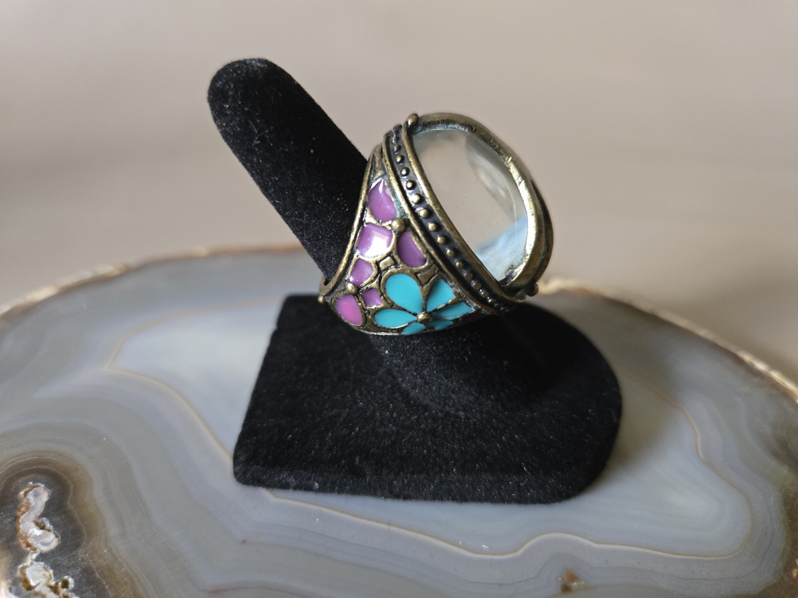 Rare New Lucky Brand Lucky You Vintage 1990s Peace Sign Mood Ring Size 5.5