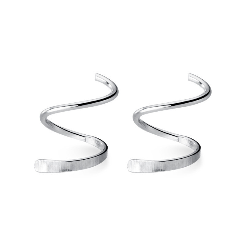 1 Pair Woman’s REAL S925 Sterling Silver Spiral Twist Earring Ear Cuff Pierced