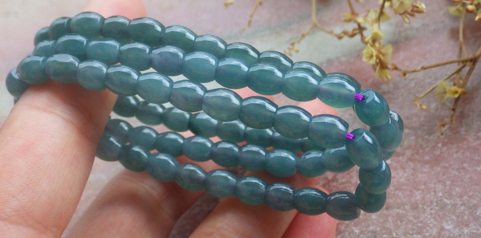 1 Pcs Icy Green 100% A JADE Jadeite Bead Beads Bangle Bracelet 6.5 inches 734770