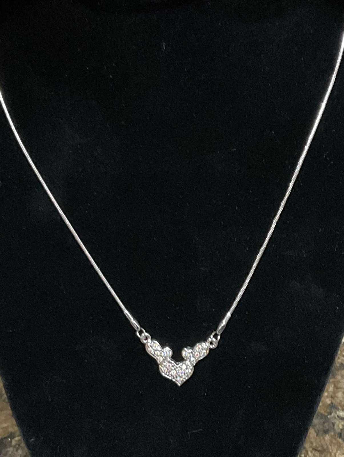 Triple Hearts Necklace Silver-tone 16” with 2.5″ extender