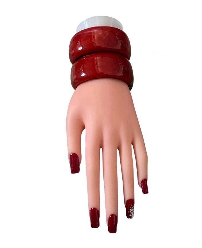 Premier Designs Piper Resin And Wood Hinged Bangle(Set Of 3) 7.25in