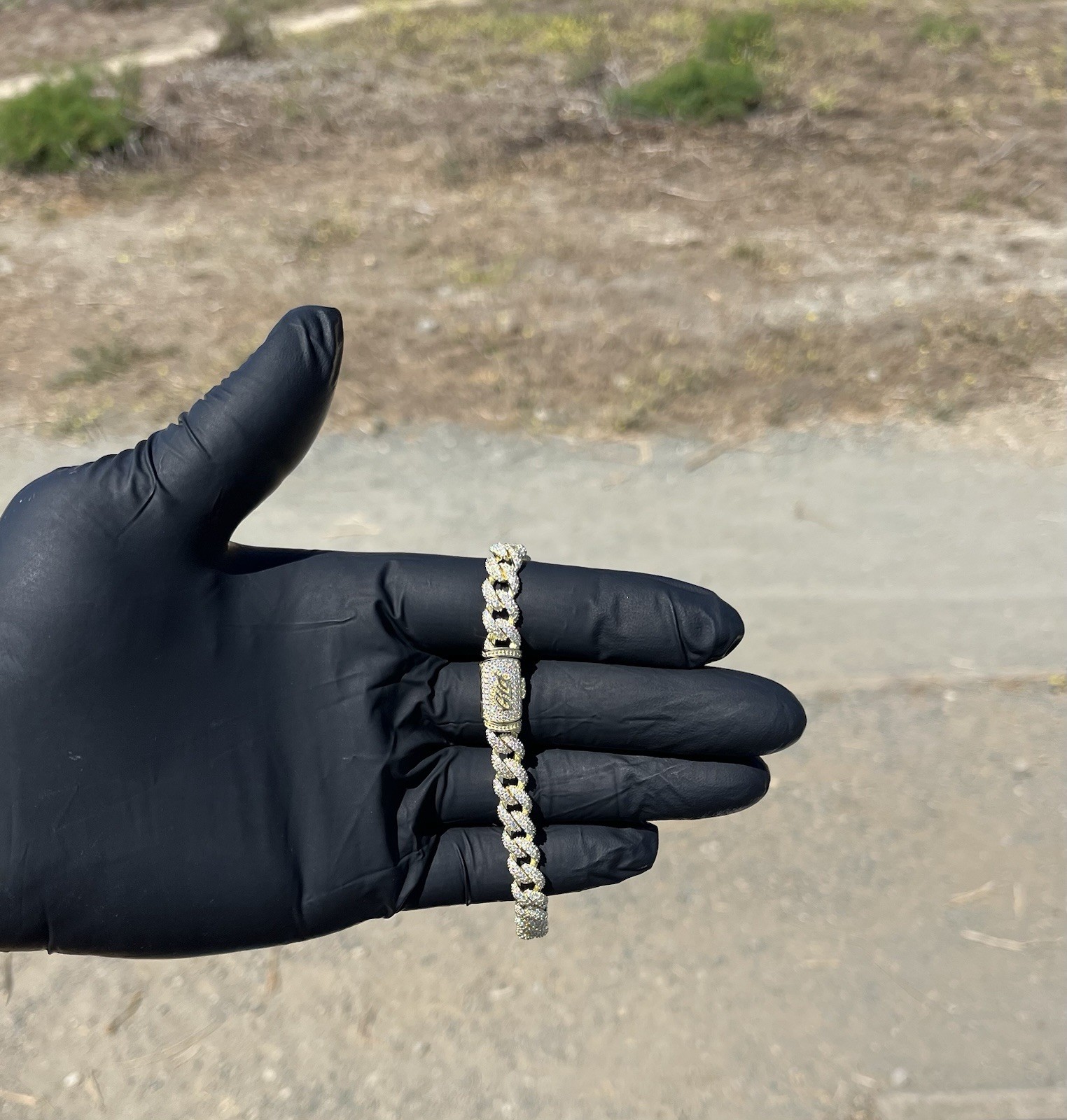 Real Miami Cuban Link Bracelet MOISSANITE 14k Gold Plated 925 Sterling Silver 9”