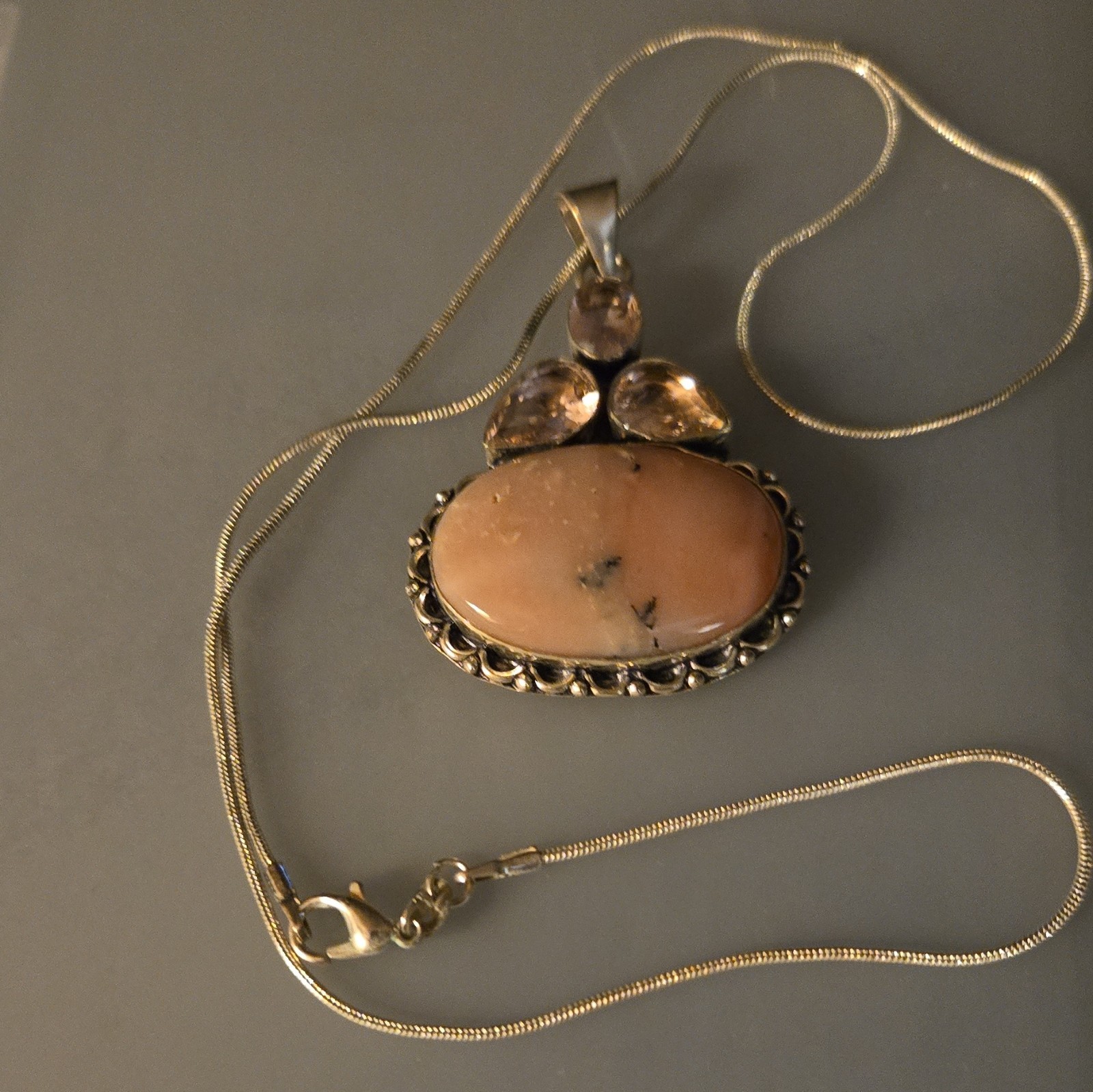 Pink Opal And Topaz, Beautiful Silver 925.
