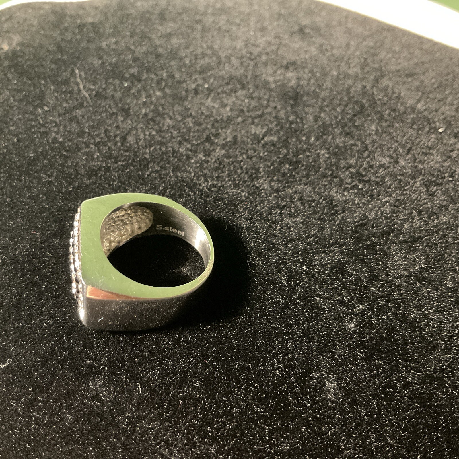Men’s Stainless Steel Clear & Black Multi-stone (80) Size 7 1/4 Ring