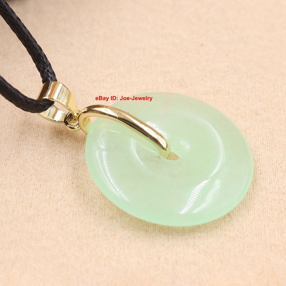 NEW Yellow GP Alloy Pendant Heated Light Green Jade Safe Circle – Lucky Amulet