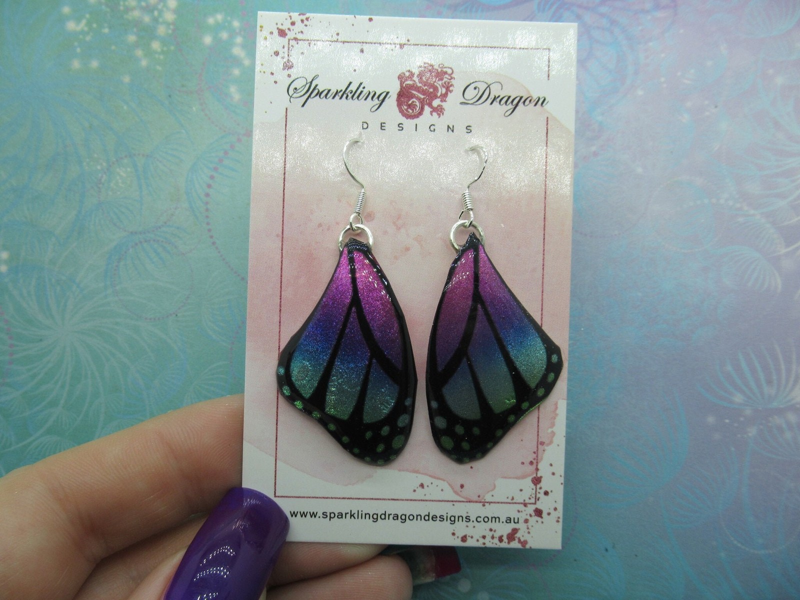 Butterfly Earrings Blue, Purple, Pink – Fairy Jewellery Fun Gift for Fairy Wing