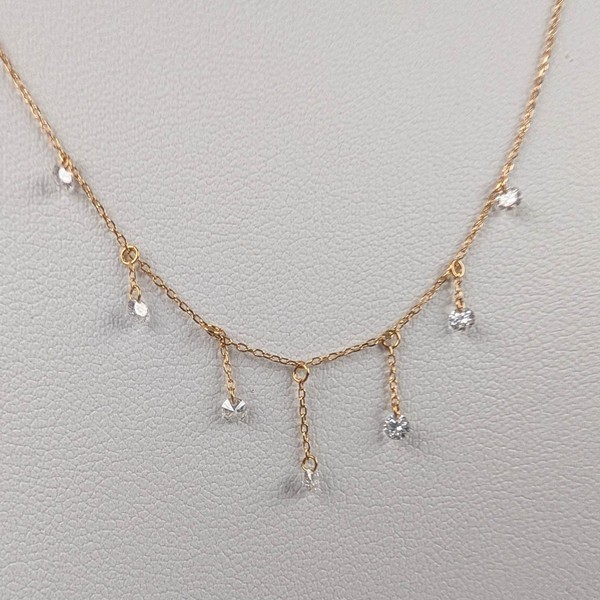 Persée Paris 18ct Yellow Gold 0.32ct Diamond Seven Stone Necklace, 40cm,…