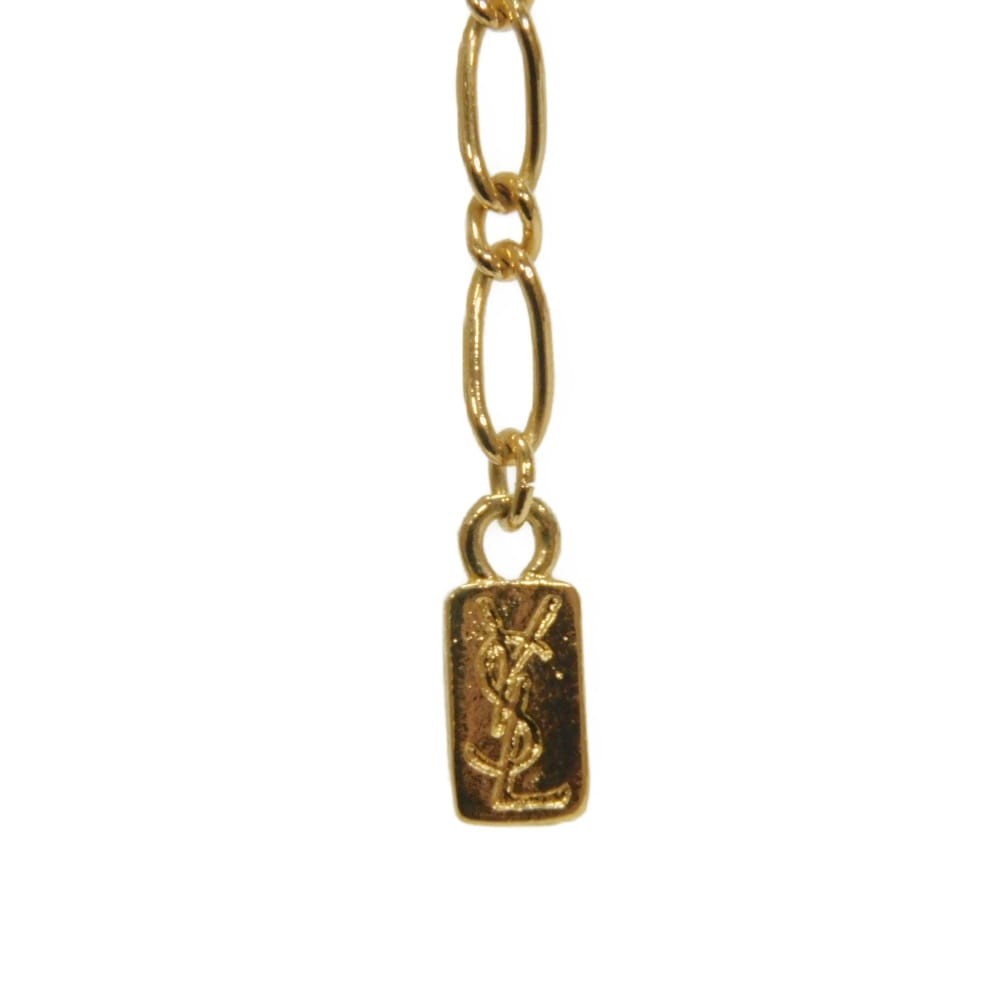 SAINT LAURENT PARIS Round Twist Circle Pendant Necklace Gold Plated Pipe R…