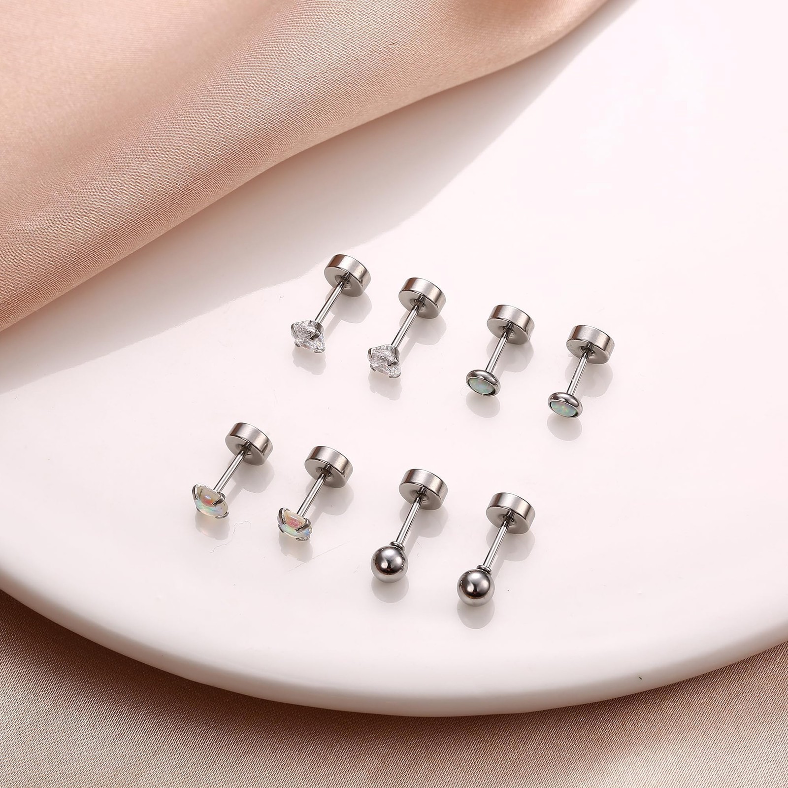 Hypoallergenic Surgical Steel Earrings for Sensitive Ears Flat Back Stud Ear…