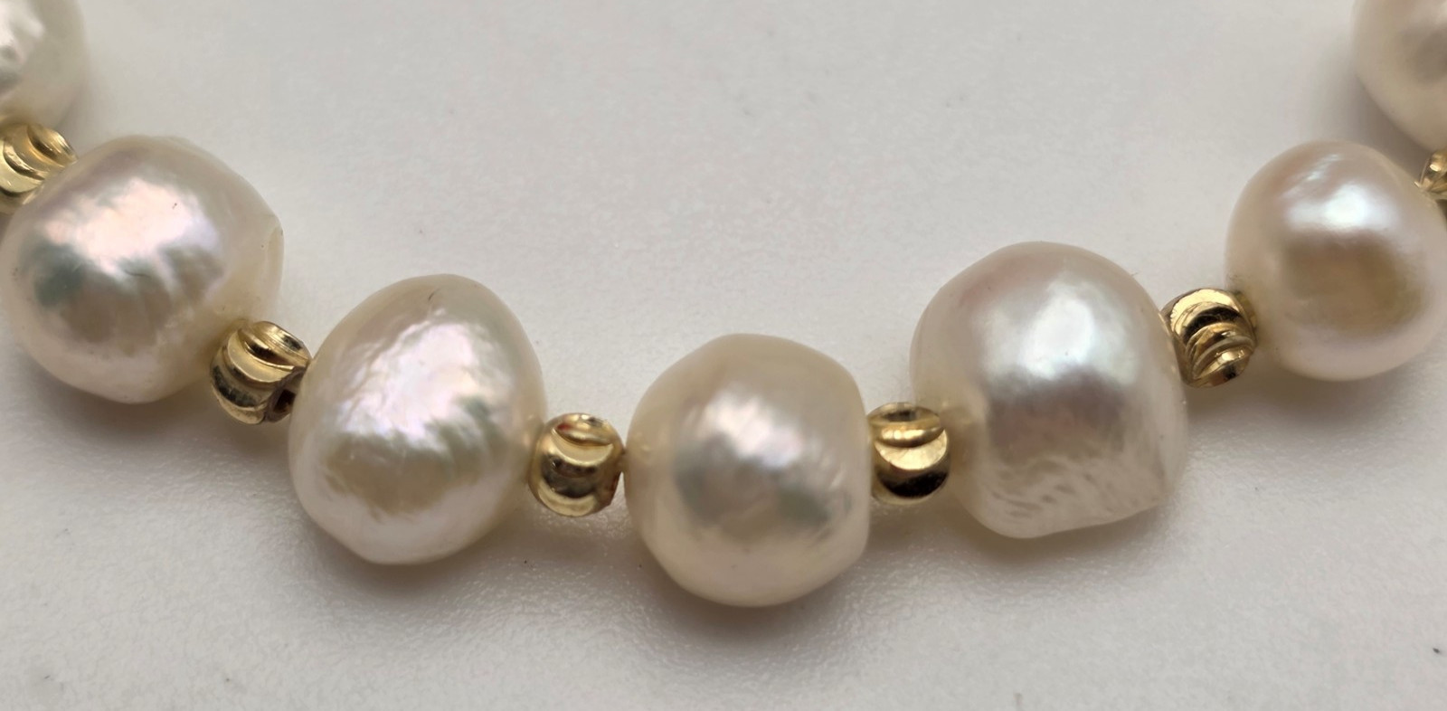 Natural Freshwater Baroque Pearl Bracelet Gold Tone CZ Toggle 7 In 9.1mm
