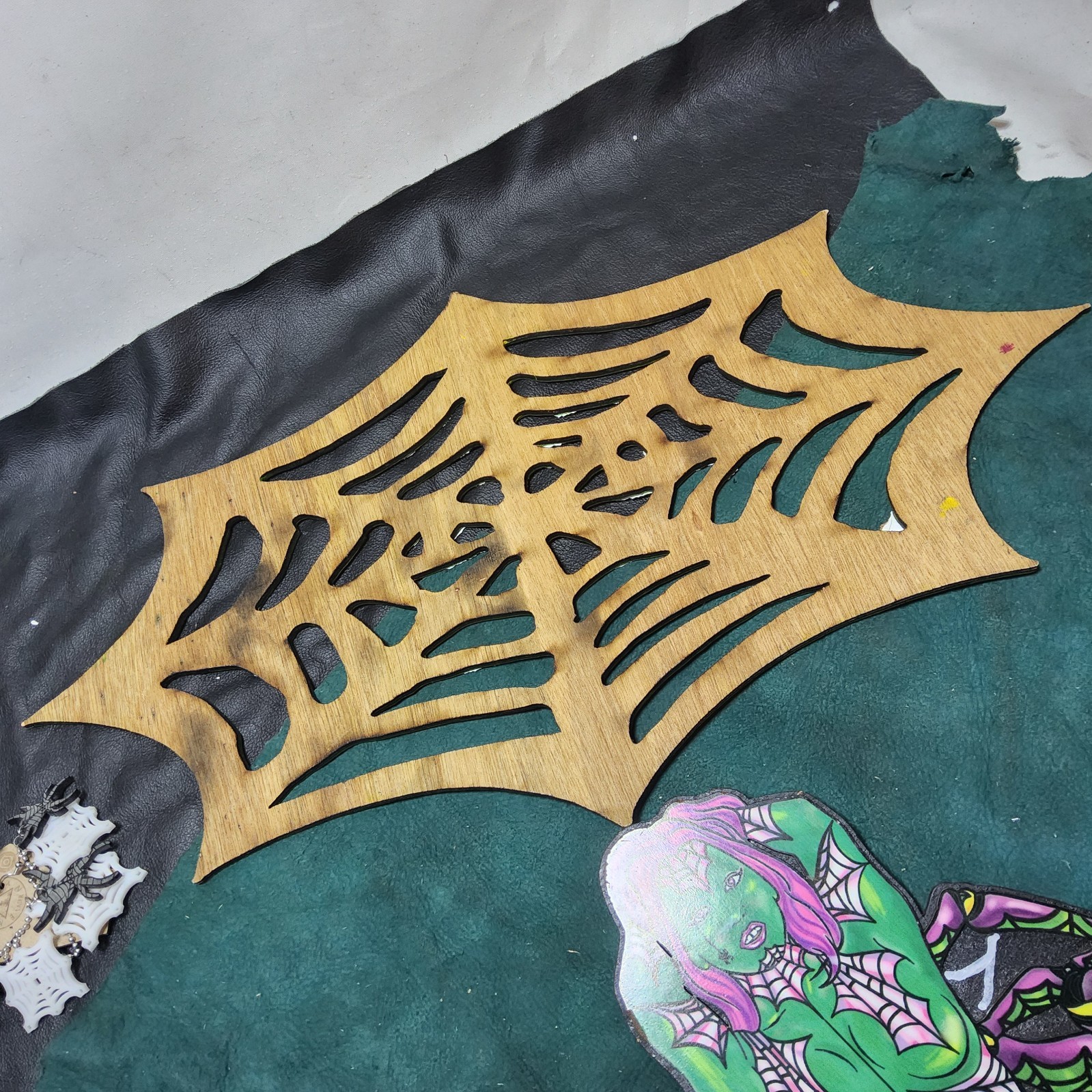 Bundle spider queen art magnets arachnid web earrings necklace goth pinup scifi