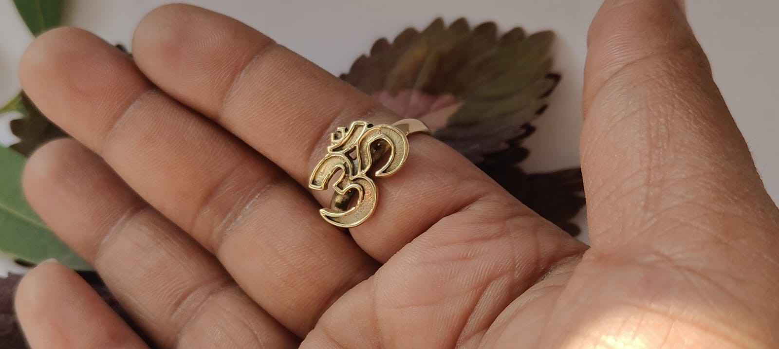 Gold Om Ring, Aum Symbol Ring, Spiritual Yoga Ring, Hindu Om Jewelry, Meditation