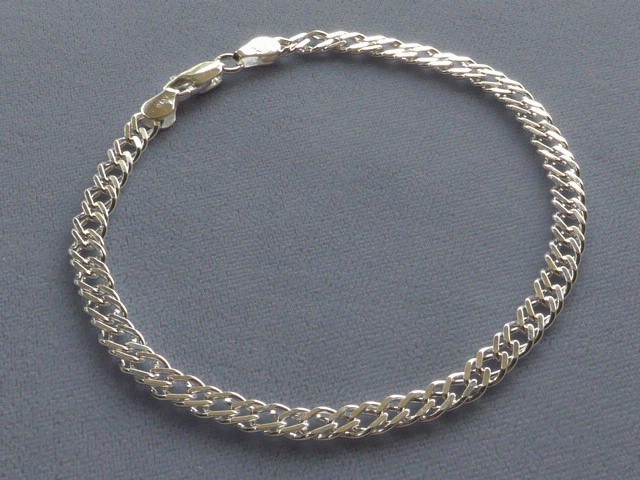 10″ ANKLE BRACELET ITALIAN STERLING SILVER ROMBO STYLE 4.5mm ITALY 925