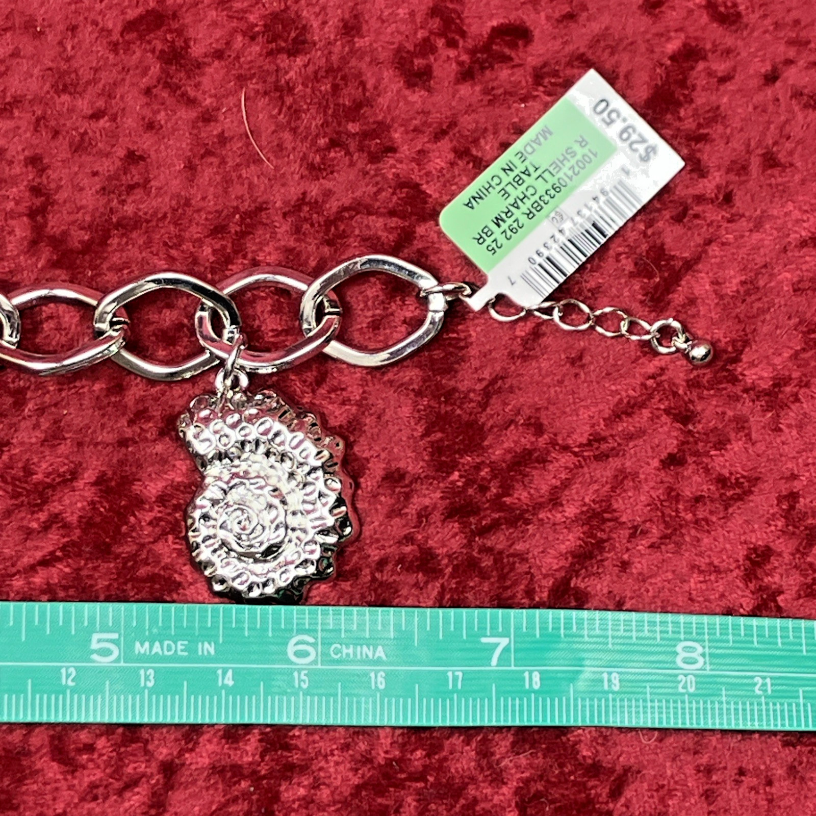 I.N.C. International Concepts Rhodium-Plated Shell Charm Link Bracelet NWT $29