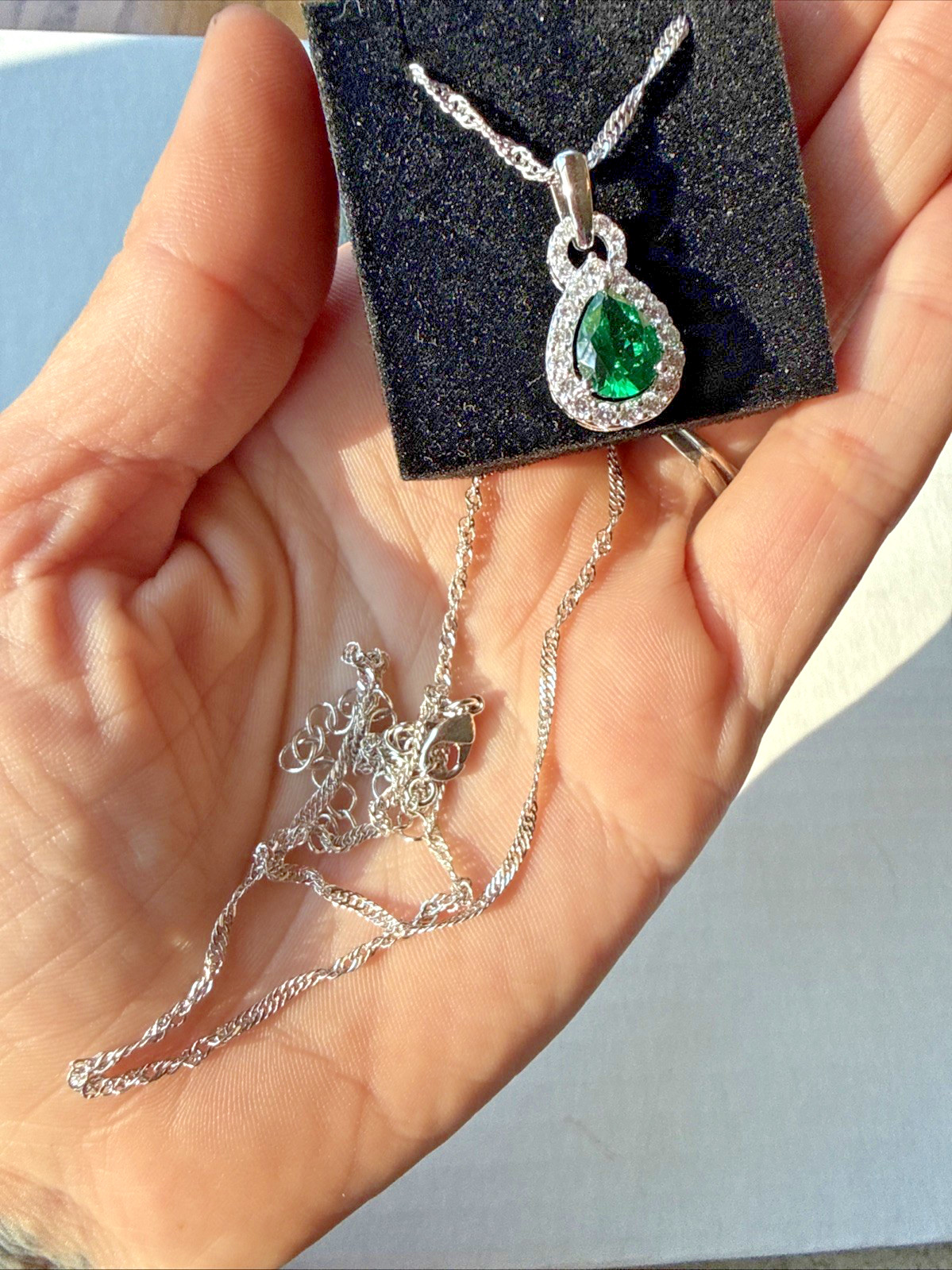 Gold Coast Platinum Plated Emerald Green CZ Necklace And Earrings Set