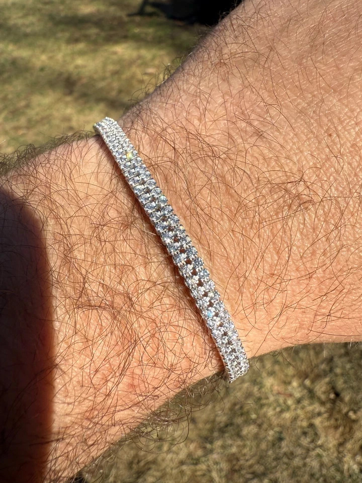 5ct Round Simulated Diamond Stunning Tennis Unisex Bracelet 14kWhite Gold Plated