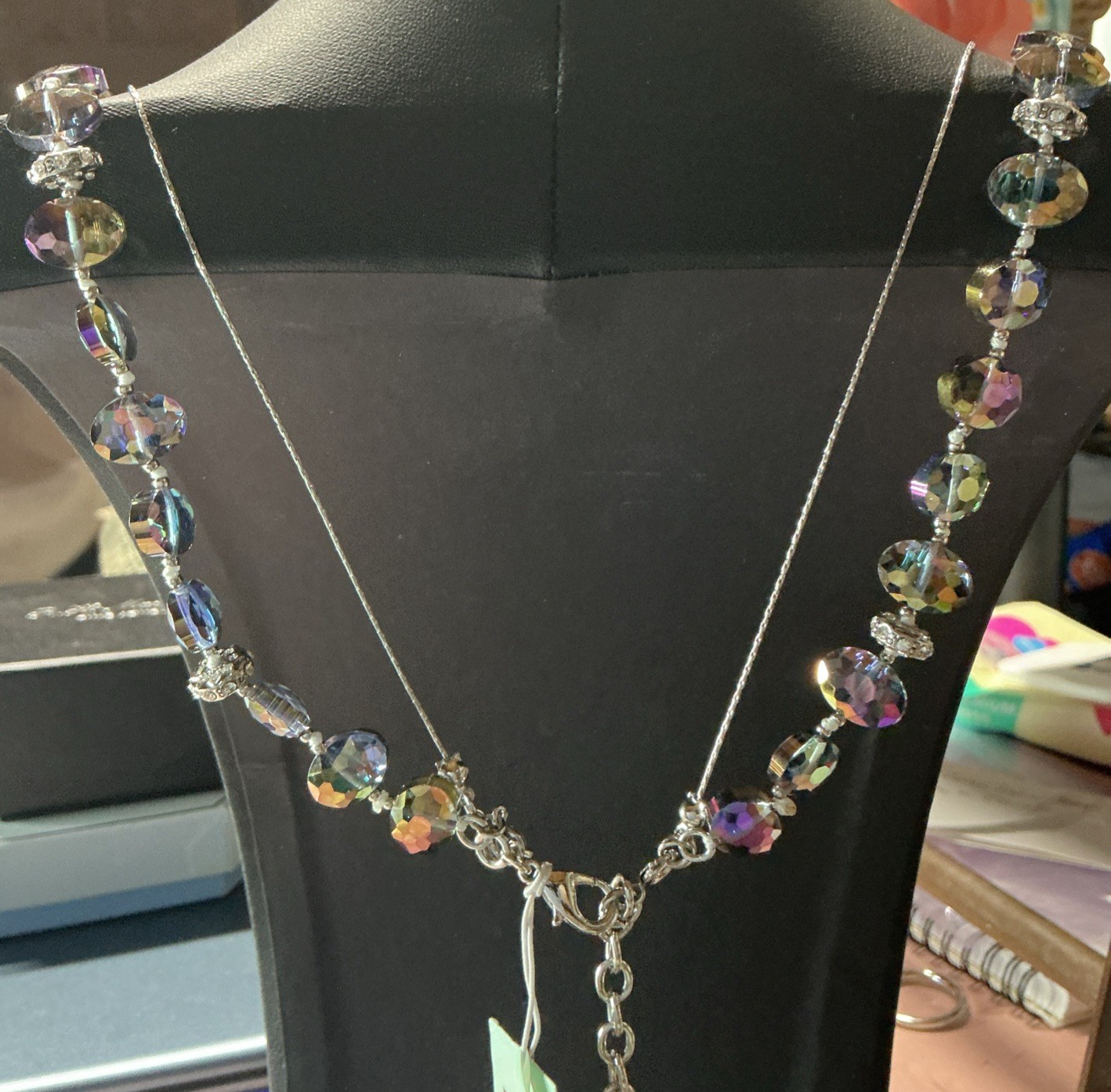 NWT Donna & Lilly 2-in-1 Separating Layered Necklace Set Iridescent Beads Pndt