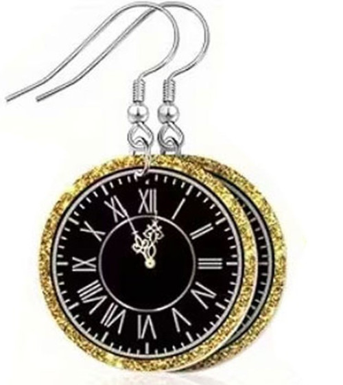 Acrylic Roman Numeral Clock Dangle Earrings