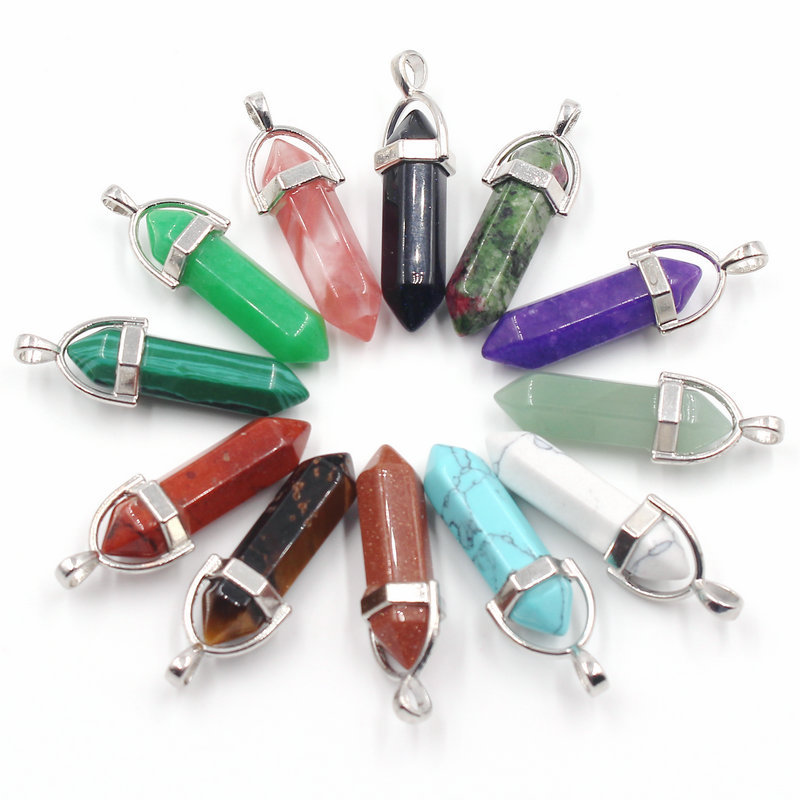 Mixed Natural stone Point Chakra Gemstone Pendants 24pcs/lot Wholesale