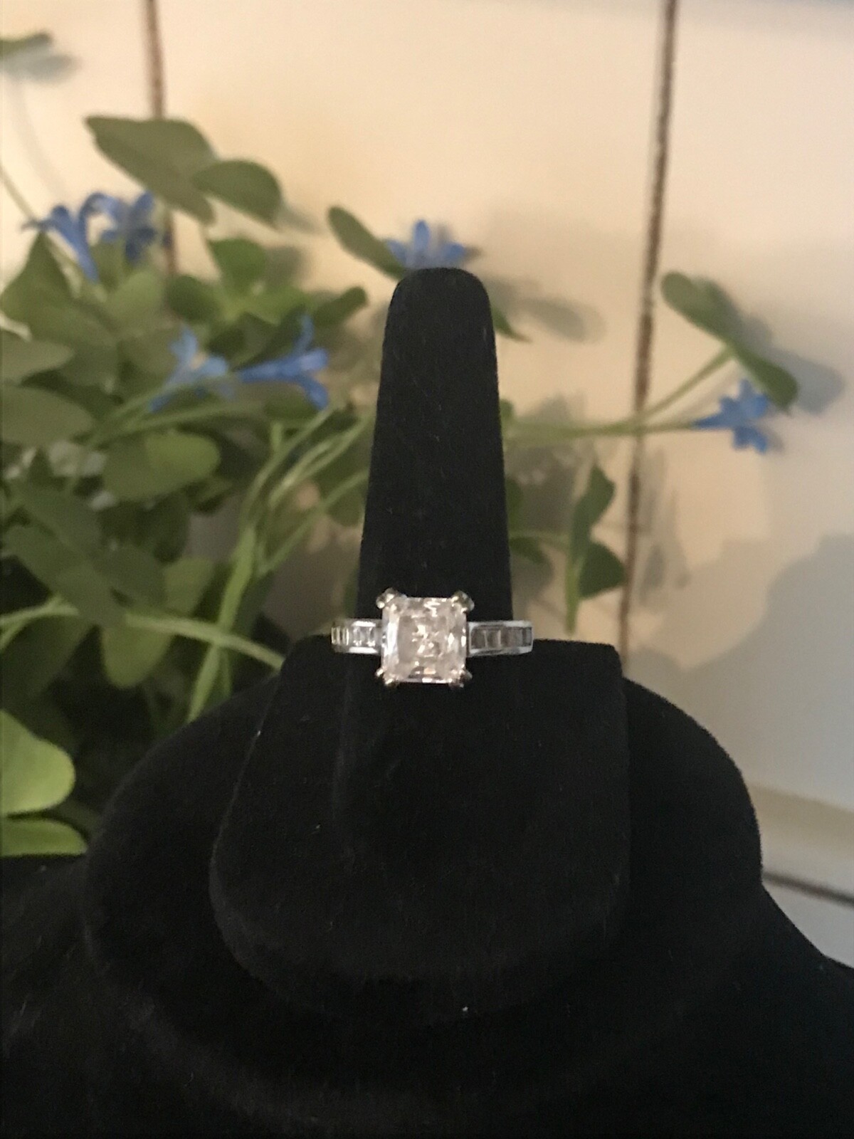 Diamonique CZ Asscher Cut DESIGNER SW 14K WHITE GOLD 3CT RING – Size 6