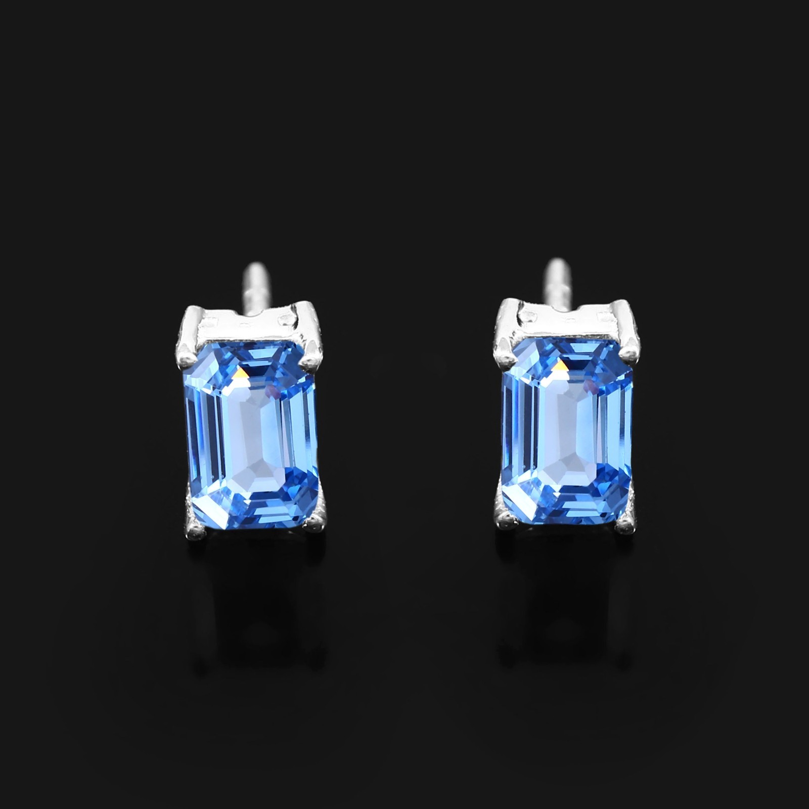 Ceylon Blue Spinel Radiant Cut Gemstone, 925 Sterling Silver Studs Birthday Gift