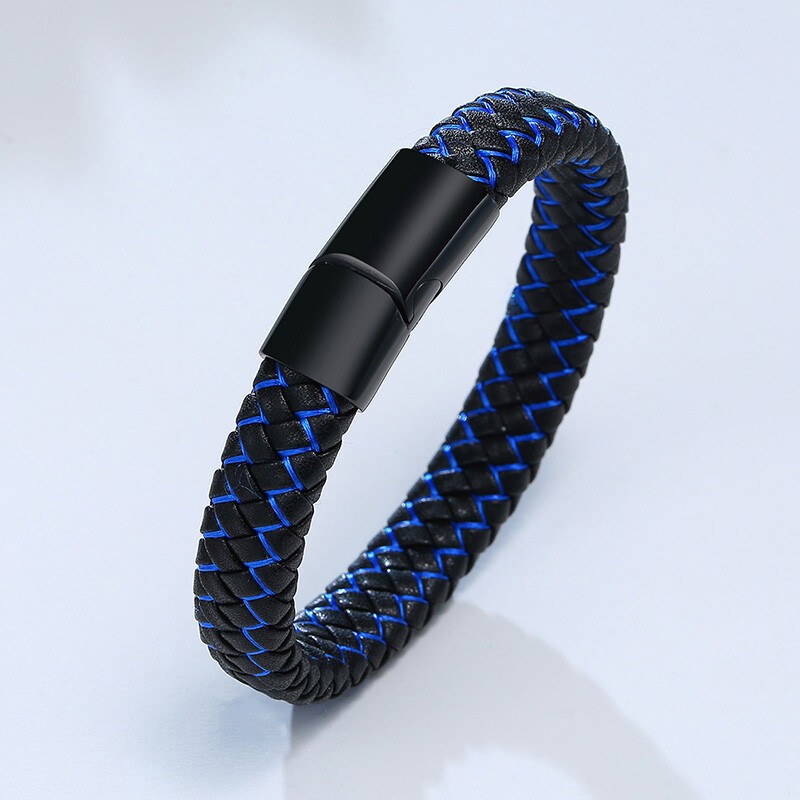 Medical Alert Men Bracelet Cuff Bangle Free Personalized Engrave Braided Leather
