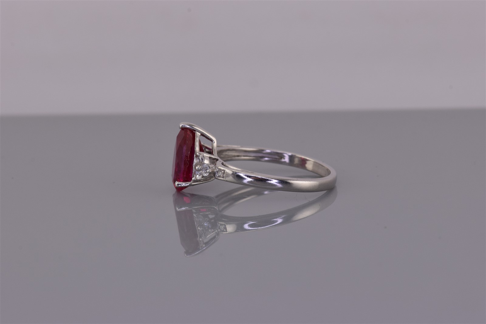 Michelle Albala Sterling Silver White & Pink Pear Sapphire Band Ring 925 Sz: 7