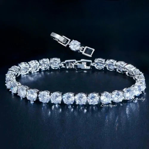 18k Platinum Filled 6m Tennis Bracelet Made Simulated Diamond Bridal Jewelry